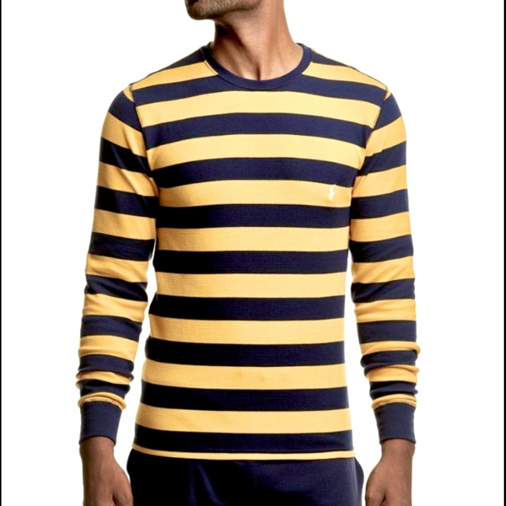 Polo Ralph Lauren Waffle Knit Shirt Men's Sz 2XL Thermal Striped Sleepwear